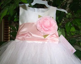 Stunning Girl&#39;s White Tulle Pink Sash Flower Girl Pageant Party Dress, Lito USA - £41.25 GBP