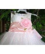 Stunning Girl's White Tulle Pink Sash Flower Girl Pageant Party Dress, Lito USA - $51.45
