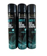 Lot of 3 Loreal Lock it Bold Control Hair Spray 48Hr Extra Strong Quick Dry - $39.59