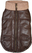Fashion Pet Brown Bomber Dog Jacket with Sherpa Trim - £13.38 GBP+