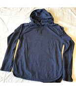 Women&#39;s Serene Tangerine Navy Blue Hoodie Finger Hole Sleeves Size M -EUC - $15.00