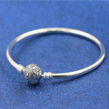 925 Sterling Silver Unique Snowflake Bangle Bracelet &amp; Clear Zirconia - £21.40 GBP