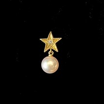 Mikimoto Estate Akoya Pearl Diamond Tie Pin 18k Y Gold 0.05 Ct 7.20 mm M292 - £315.75 GBP