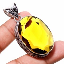 Lemon Topaz Vintage Style Gemstone Handmade Ethnic Pendant Jewelry 2.30&quot; SA 2388 - £4.71 GBP