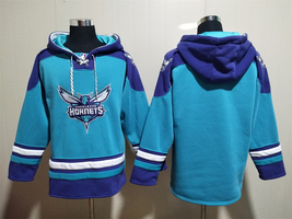 Blank Charlotte Hornets Teal Lace-Up Pullover Hoodie - £59.97 GBP