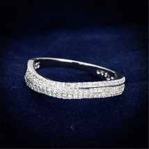 TS173 - Rhodium 925 Sterling Silver Ring with AAA Grade CZ  in Clear - $59.49