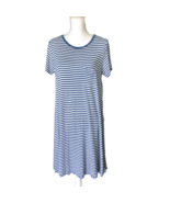 LulaRoe Carly Blue Striped High Low Dress Size L Simply Comfortable - $23.95