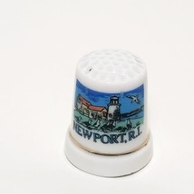 Newport Rhode Island  State Lighthouse Gulls Ocean Thimble 1&quot; Porcelain ... - £11.62 GBP