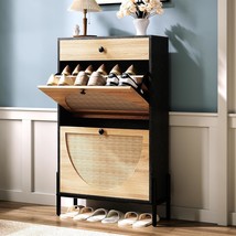 Ironck Shoe Cabinet With 2 Flip Drawers, Shoe Storage Cabinet For, Black - $131.95