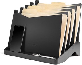 Stealtho Desk Or Wall Files Organizer - Hanging File Folder Holder - 5, Black - £33.82 GBP