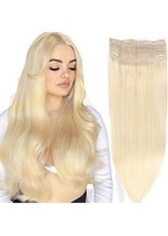 DIYOMO Halo Hair Extensions- Bleach Blonde Halo Hair Extensions Real Human Hair - £53.76 GBP