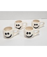 Set Of 4 Vtg Ceramic Halloween Smiling White Ghost Cups Succulent Plante... - $20.00
