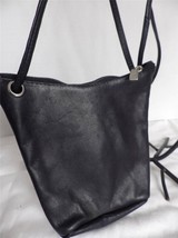 Small Black Leather Handbag Pouch Shoulder bag - £17.25 GBP