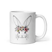 Funny Easter Day Mug - Bunny Face With Cute Easter Rabbit Floral Mug - Coffee Mi - $17.81+