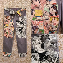 Upcycled Sewing Comic Patchwork Denim Jeans Gloria Vanderbilt 10P Frayed... - £151.86 GBP