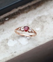 2.1Ct Red Ruby Simulated Diamond Bridal Promise Ring 925 Silver Gold Plated - £89.94 GBP