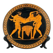 Homosexual Love Gay Sex Painting Ancient Greece Ceramic Plate Greek Pottery - £49.84 GBP
