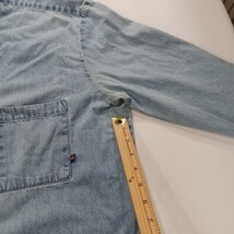 Dickies Genuine GL300SNB Men's Blue Distressed Denim Button-Down Shirt Size L image 5