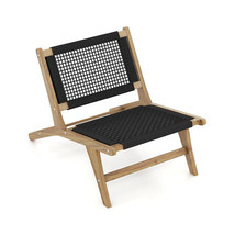 Indoor Outdoor Teak Wooden Chair with Handwoven Cordage Seat and Backrest - Colo - €174,20 EUR