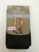 Secret Treasures Ladies Tights Solid Black Plus Size 2-Floral Mesh-ST7CQ - £15.93 GBP