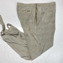 Black Label Chicos Ankle Tie Pants Sz 2 (US 12) Beige Striped Elastic Side Zip - £18.76 GBP