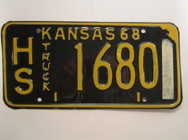 LICENSE PLATE Truck Tag 1968 KANSAS HS 1680 Haskell County [Z274] - £12.74 GBP
