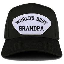 Trendy Apparel Shop World&#39;s Best Grandpa Patch Structured Baseball Cap - Black - £14.38 GBP