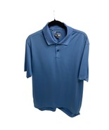 Adidas Mens Size Medium Blue Short Sleeve Polo Shirt 1/2 Button Golf Tennis - £10.22 GBP