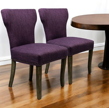 Set of Two Purple And Brown Upholstered Fabric Dining Parsons Chairs - $13,763.82 MXN