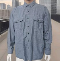 Key Denim Shirt Mens 2XL Blue Cotton Long Sleeve Button Up Flap Pocket M... - $18.22