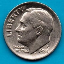 1984 P  Roosevelt Dime (Circulated) Ungraded About XF - $0.10