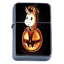 Halloween Unicorn Flip Top Dual Torch Em1 Smoking Cigarette Silver Refillable Du - £6.72 GBP