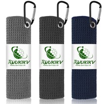 KUUKIKV 3 Pack 16&quot; X 16&quot; Golf Towels for Golf Bags for Men, Premium Waff... - $17.81