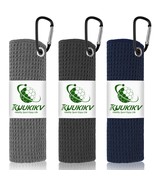 KUUKIKV 3 Pack 16&quot; X 16&quot; Golf Towels for Golf Bags for Men, Premium Waff... - $17.81