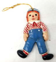 Raggedy Andy Blue Christmas Ornament Ceramic Blue Pants Hand Painted Vintage - £9.86 GBP