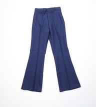 Deadstock Vintage 70s Boys Size 16 Knit Bell Bottoms Chino Pants Navy Bl... - $79.15