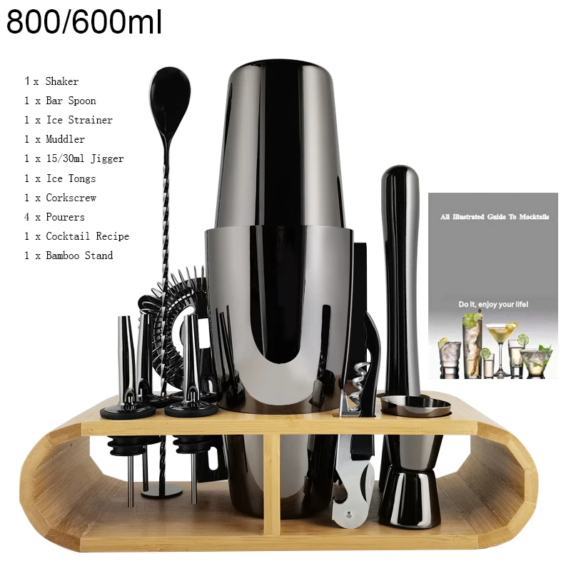 House Home 1-14 Pcs/set 600ml 750ml Stainless Steel tail Shaker Mixer Drink Bart - £28.14 GBP