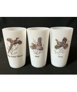 Vintage Flint Milk Glass Game Bird Tumblers Barware Pheasant Quail Grouse - £11.20 GBP