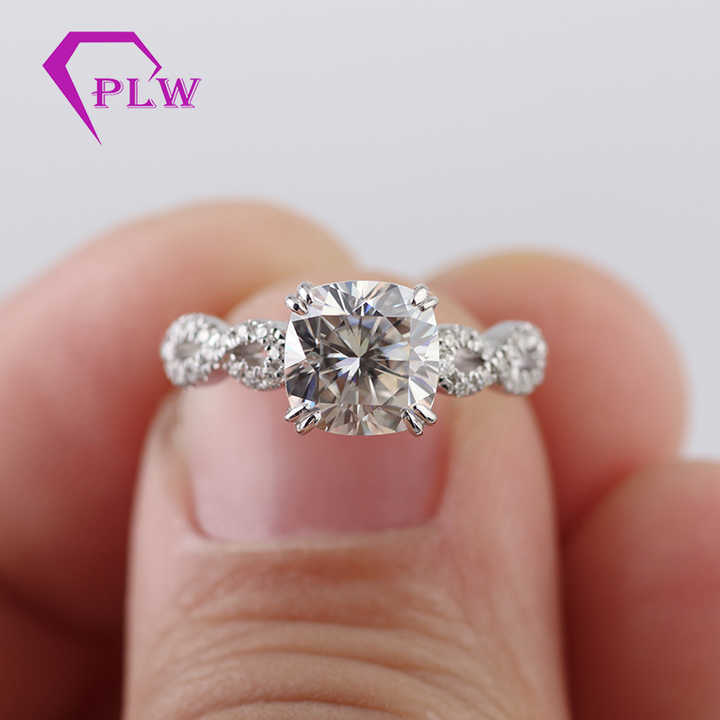 Cushion Moissanite Half Eternity Ring 925 Silver Moissanite Engagement Ring  Item image 6
