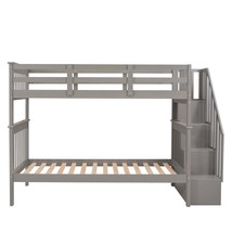 Aramintah Twin Bunk Bed: Storage, Guard Rail, Grey - Space-Saving Design - $734.99
