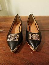 Shully&#39;s Ladies Size 8.5 Black w/ Gold Metal Embellishment Flat Shoes (NEW) - £23.35 GBP