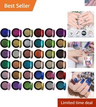 36 Jars Chrome Nail Powder Nail Art Fimo Decoration Metallic Mirror Effe... - $71.26
