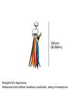 Philippine Gray Rhinestone Steer Head Colorful Tassel Key Ring - $120.91 MXN