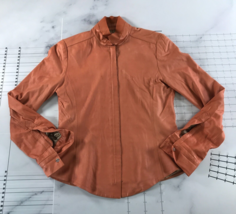 Elie Tahari Jacket Womens Extra Small Orange Zip Front Lamb Leather Snap... - $108.89