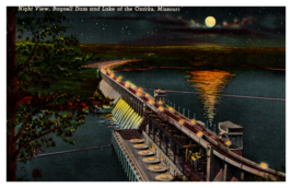 Night View Bagnell Damn Lake Ozarks Missouri Vintage Postcard - £3.06 GBP