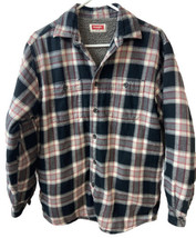 Wrangler Sherpa Lined Flannel Shacket Mens Size S Black Plaid Shirt Jacket - £21.21 GBP