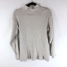 Eddie Bauer Womens Vintage Sweater Ribbed Knit Cotton Mock Neck Ivory M - £11.65 GBP