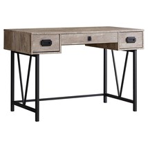 Monarch Specialties I 7414 48 in. Taupe Reclaimed Wood &amp; Black Metal Com... - £391.36 GBP