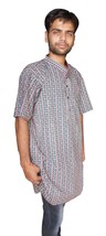Men Kurta Summer T-Shirt 100% Cotton Short Sleeve Indian Casual Multicolor  - £26.31 GBP