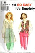 Simplicity 9136 Misses XS to XL Vest in 2 Lengths Vintage UNCUT Sewing Pattern - £6.72 GBP